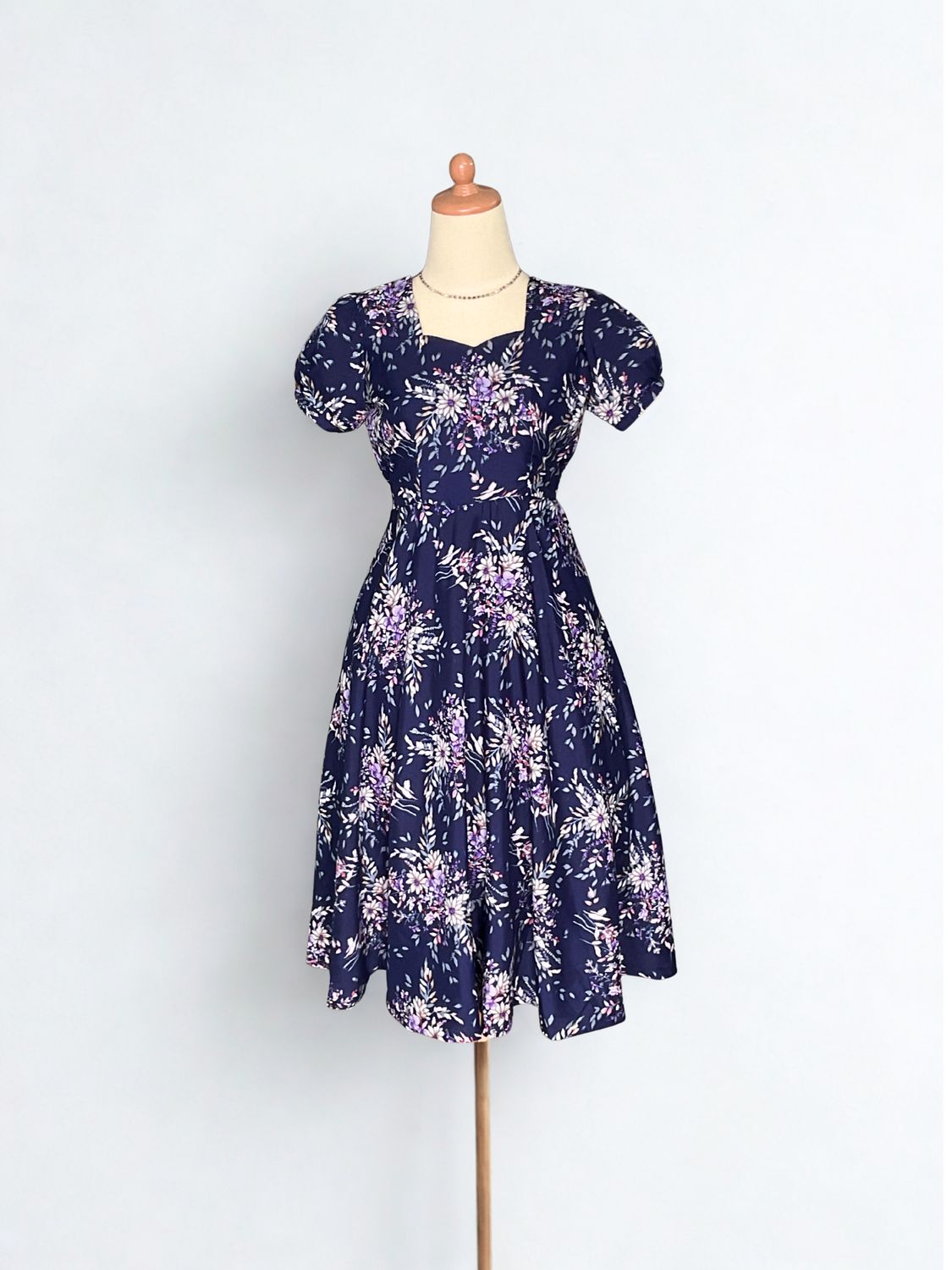 Floral Printed Sweetheart Flare Dress (S)