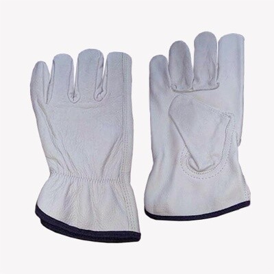 1 Pair -Cowhide Grain Leather Drivers, Work Safety Gloves- (Medium)