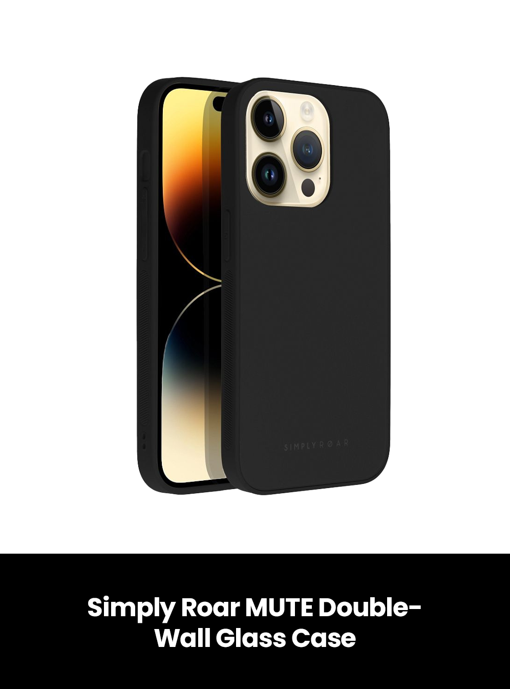 Simply Roar MUTE Double-Wall Glass Case- iPhone, Color: Black, Model: Apple iPhone  12 Pro Max