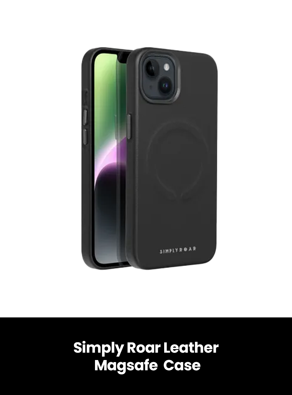 Simply Roar Leather Magsafe  Case, Color: Black, Size: Apple iPhone  12 Pro Max