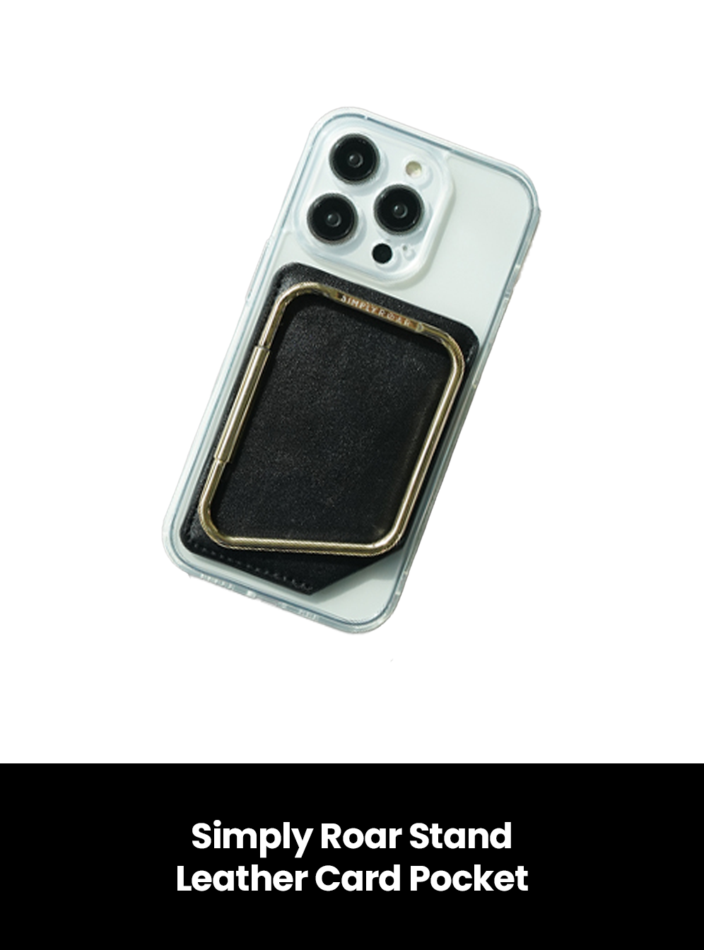 Simply Roar Stand Leather Card Pocket, Colour: Black