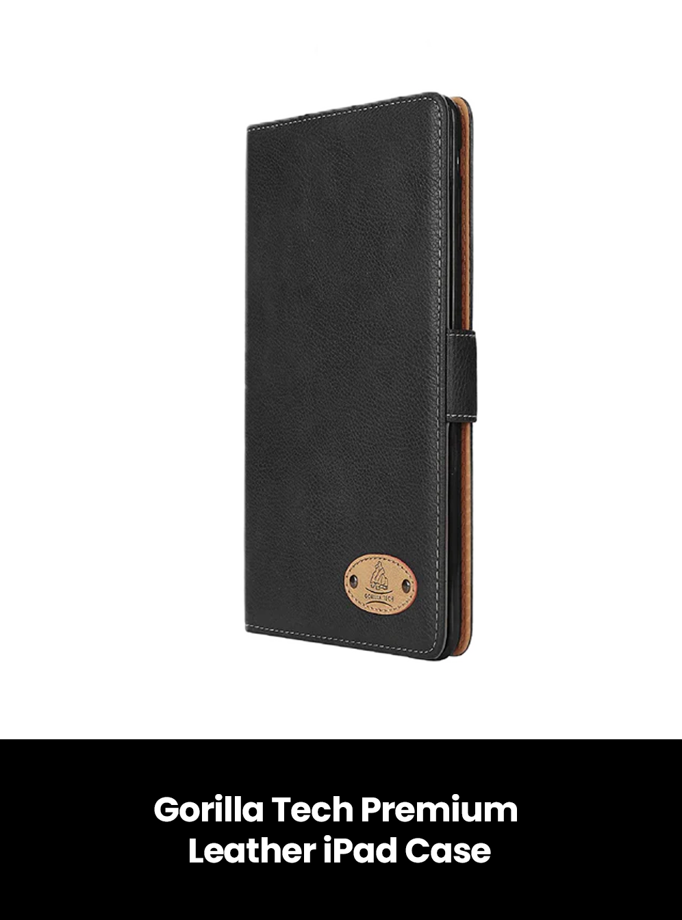 Gorilla Tech Premium Leather iPad Case, Color: Black, Size: iPad 10th Gen 10.9 (2022)