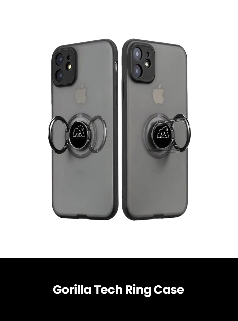 Gorilla Tech Ring Case, Color: Black Shadow, Size: iPhone 11