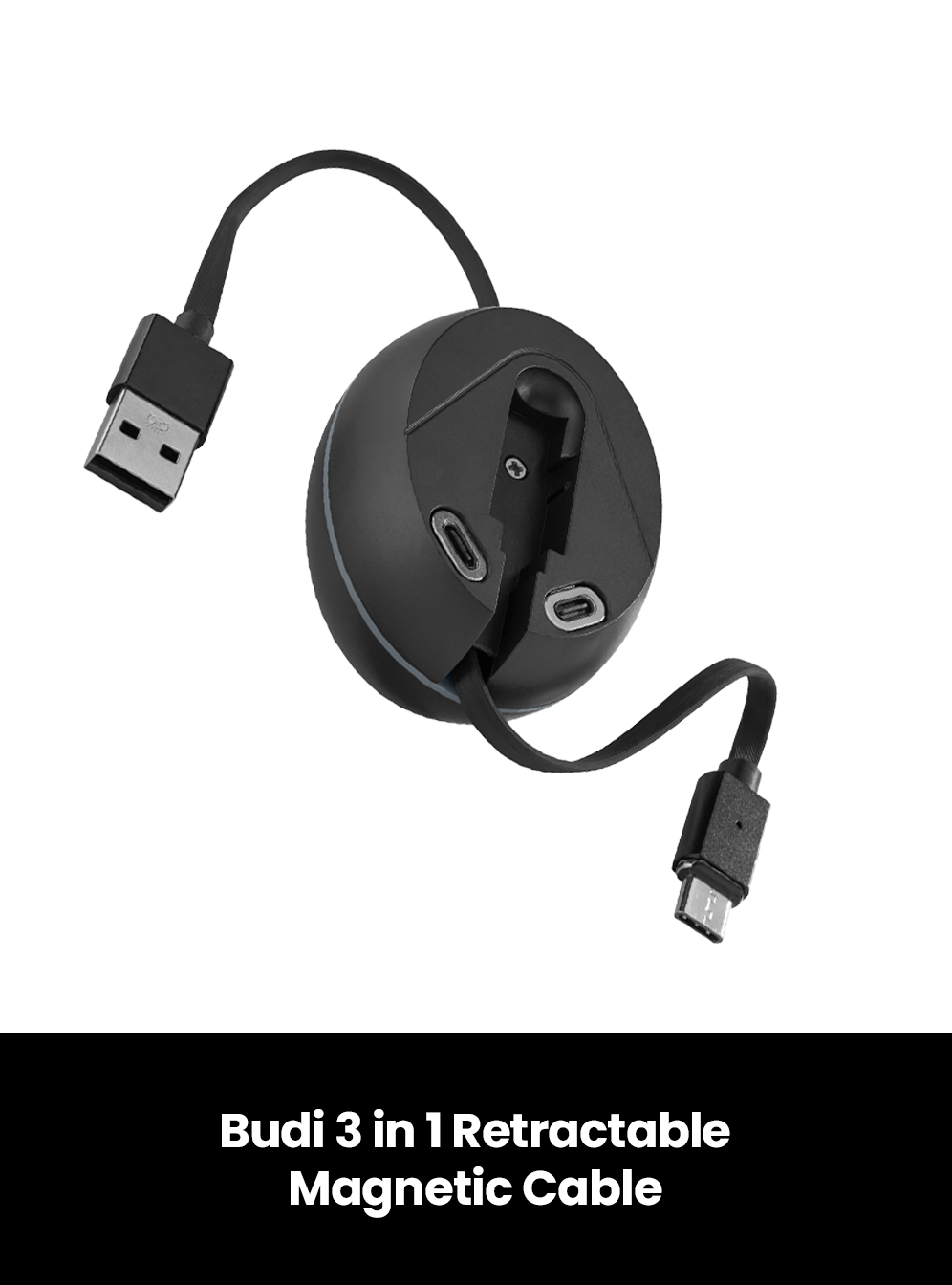 Budi 3 in 1 Retractable Magnetic Cable, Cable: 3 in 1 retractable magnetic cable
