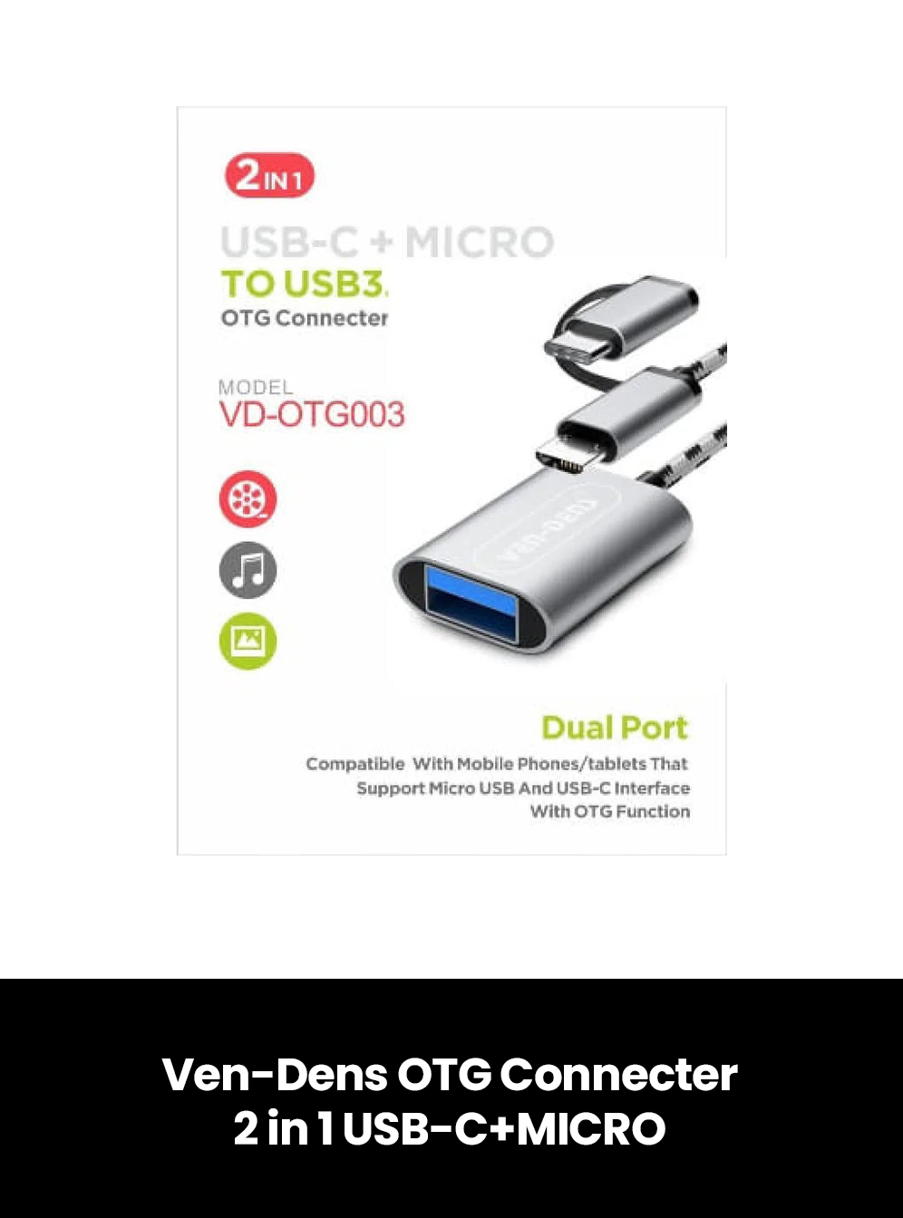 Ven-Dens OTG Connecter 2 in 1 USB-C+MICRO