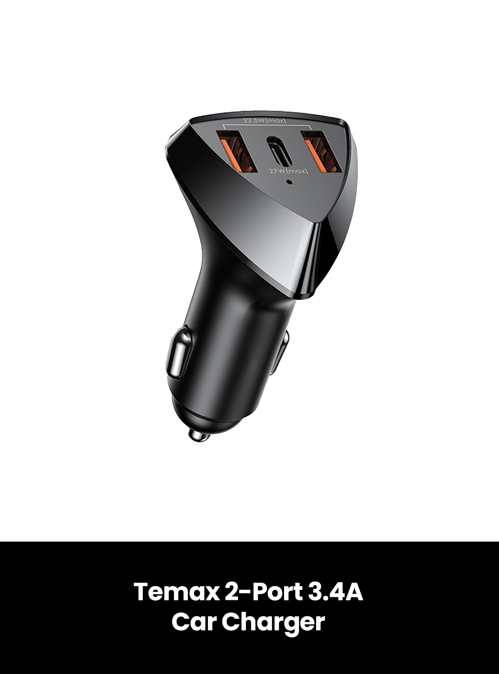 Temax 2-Port 3.4A Car Charger