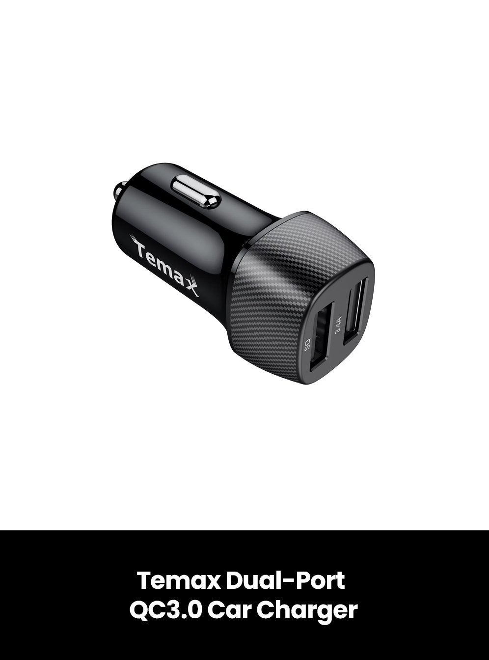 Temax Dual-Port QC3.0 Car Charger