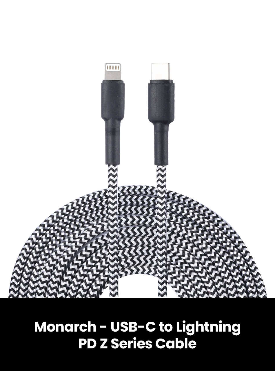 Monarch - USB-C to Lightning PD Z Series Cable, Size: 25cm