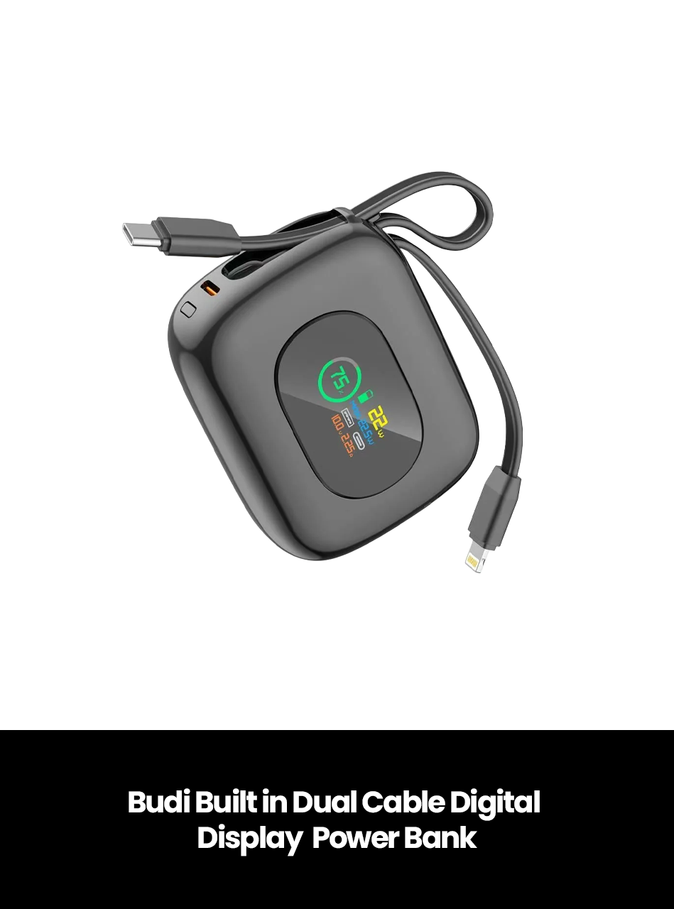 Budi Built in Dual Cable Digital Display  Power Bank