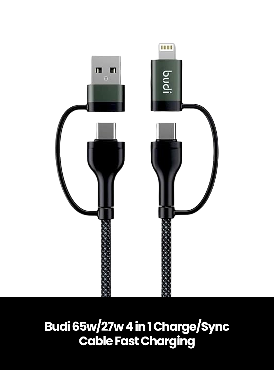 Budi 65w/27w 4 in 1 Charge/Sync Cable Fast Charging