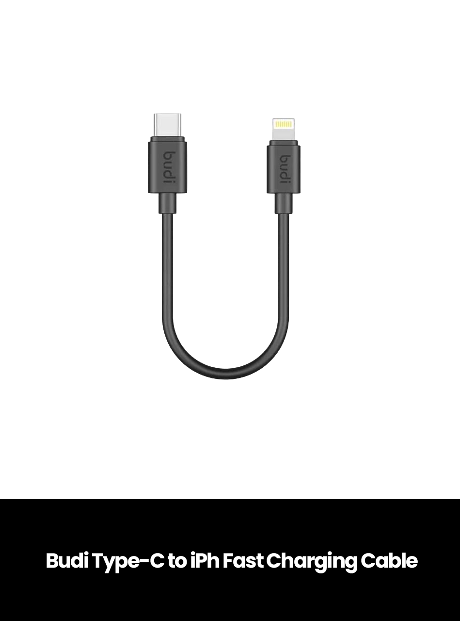 Budi Type-C to iPh Fast Charging Cable, Size: 25cm
