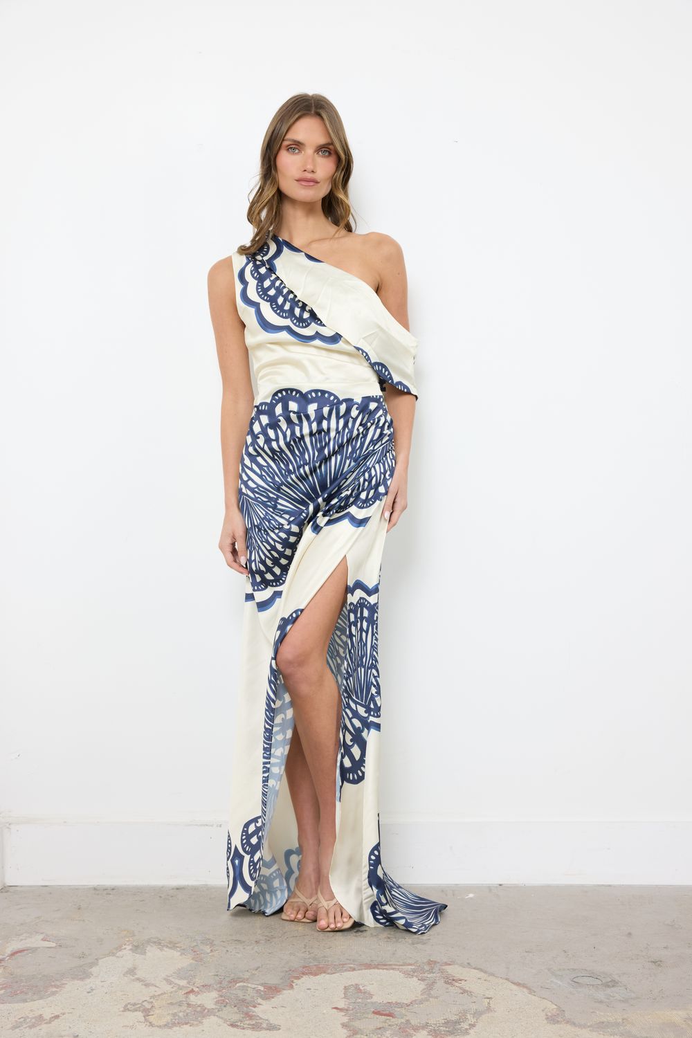 Walking Out of the Ocean Ivory Navy Dress