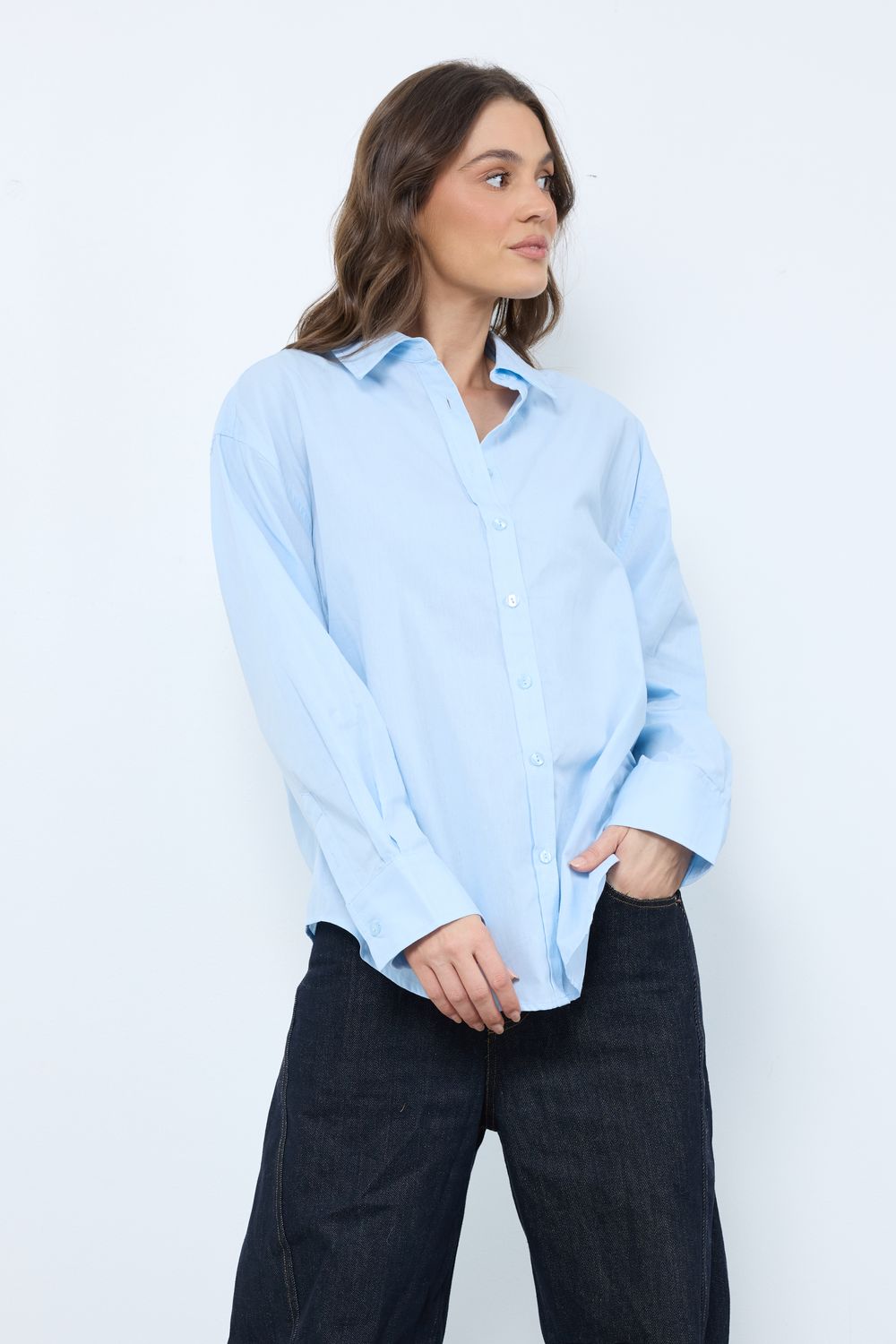 Back Bay Blue Button Down Top