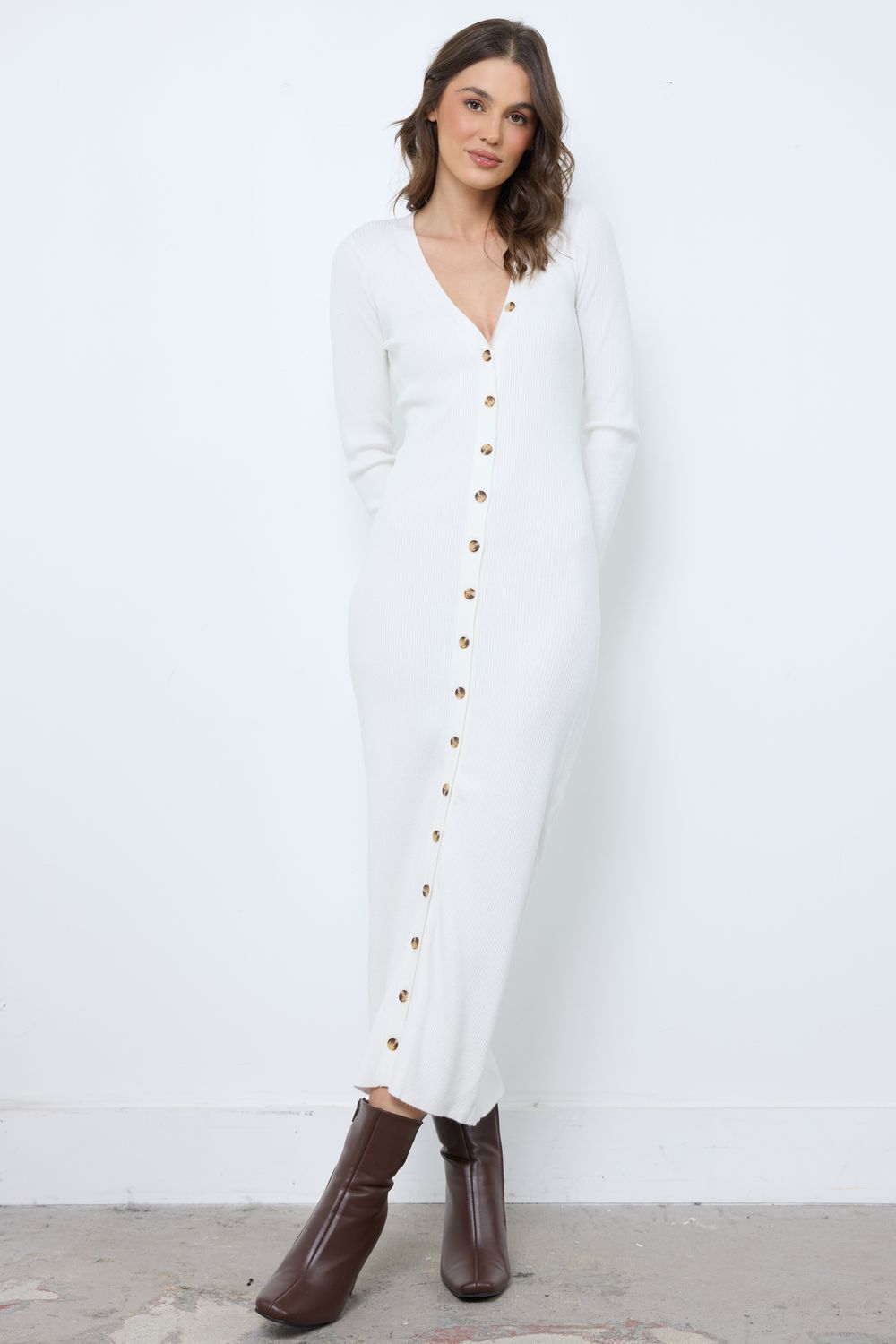 Always On Time Ivory Cardigan Dress