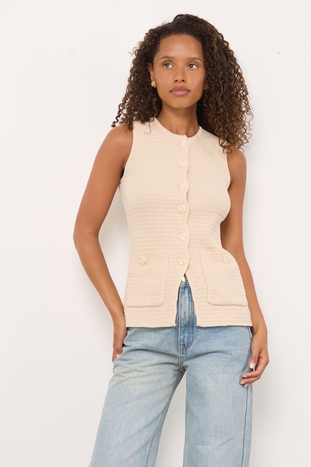 Sebring Light Khaki Knit Top