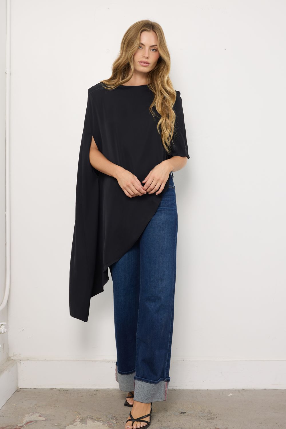 Chasing Waterfalls Black Poncho