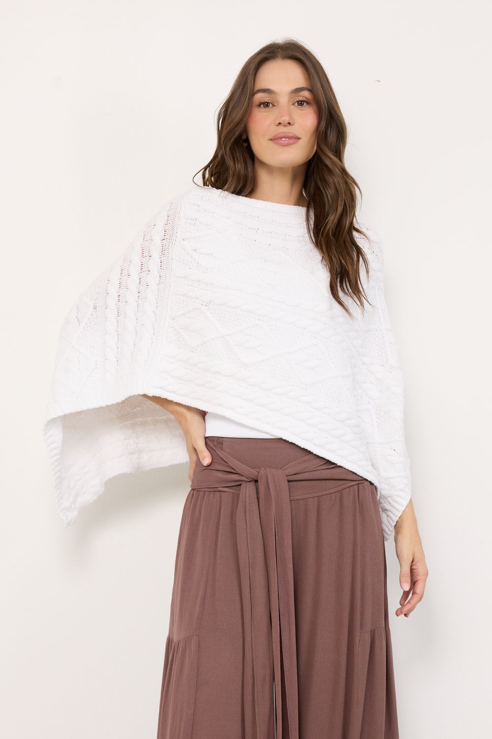 Shunammite White Poncho