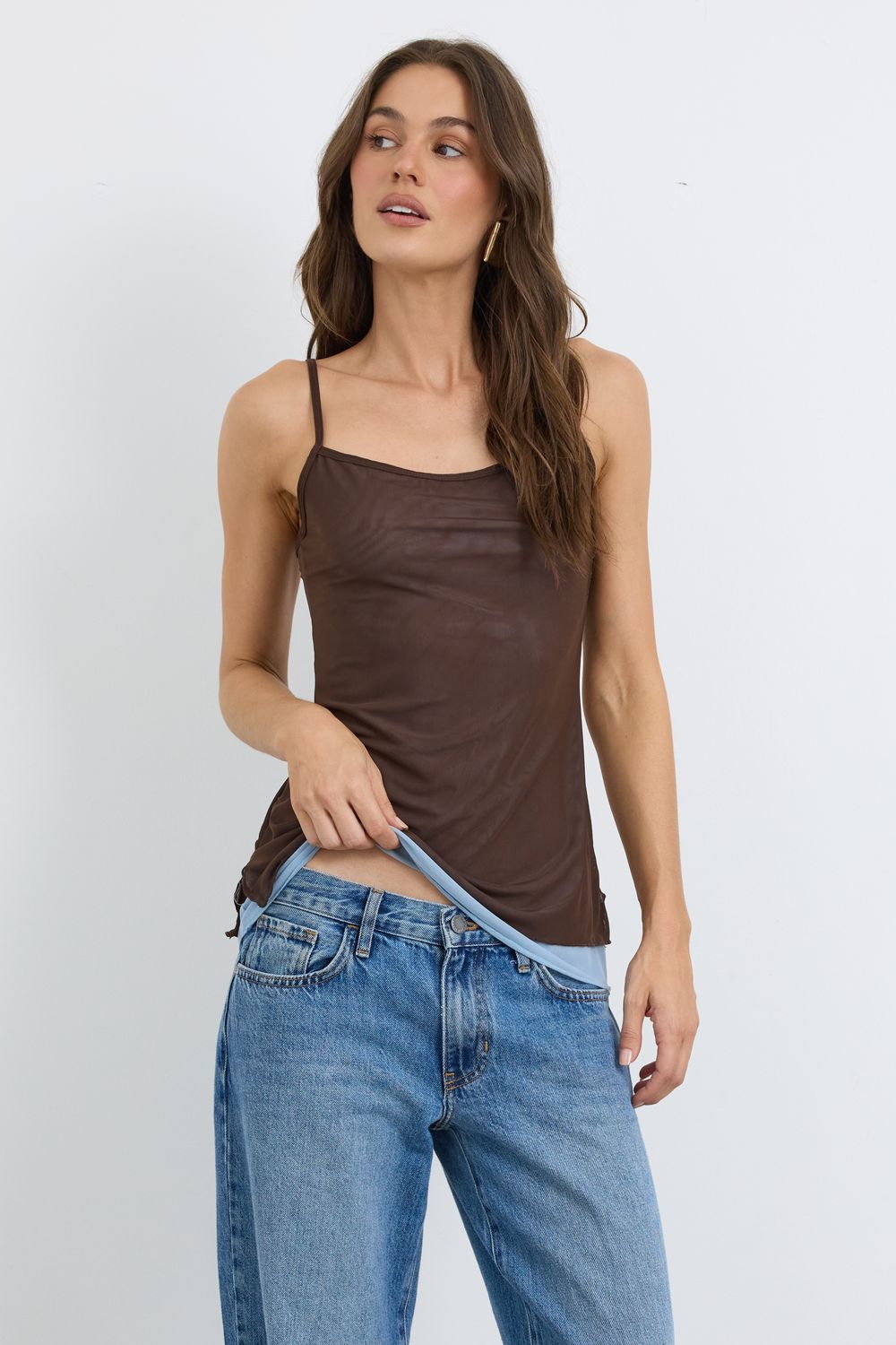 Layer It On Brown Light Blue Tank Top