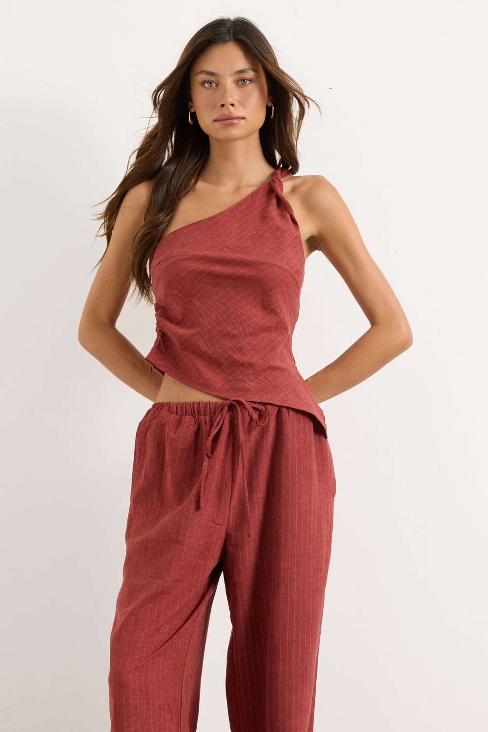 Trinity &amp; Bryce Burgundy Ivory Stripe Top