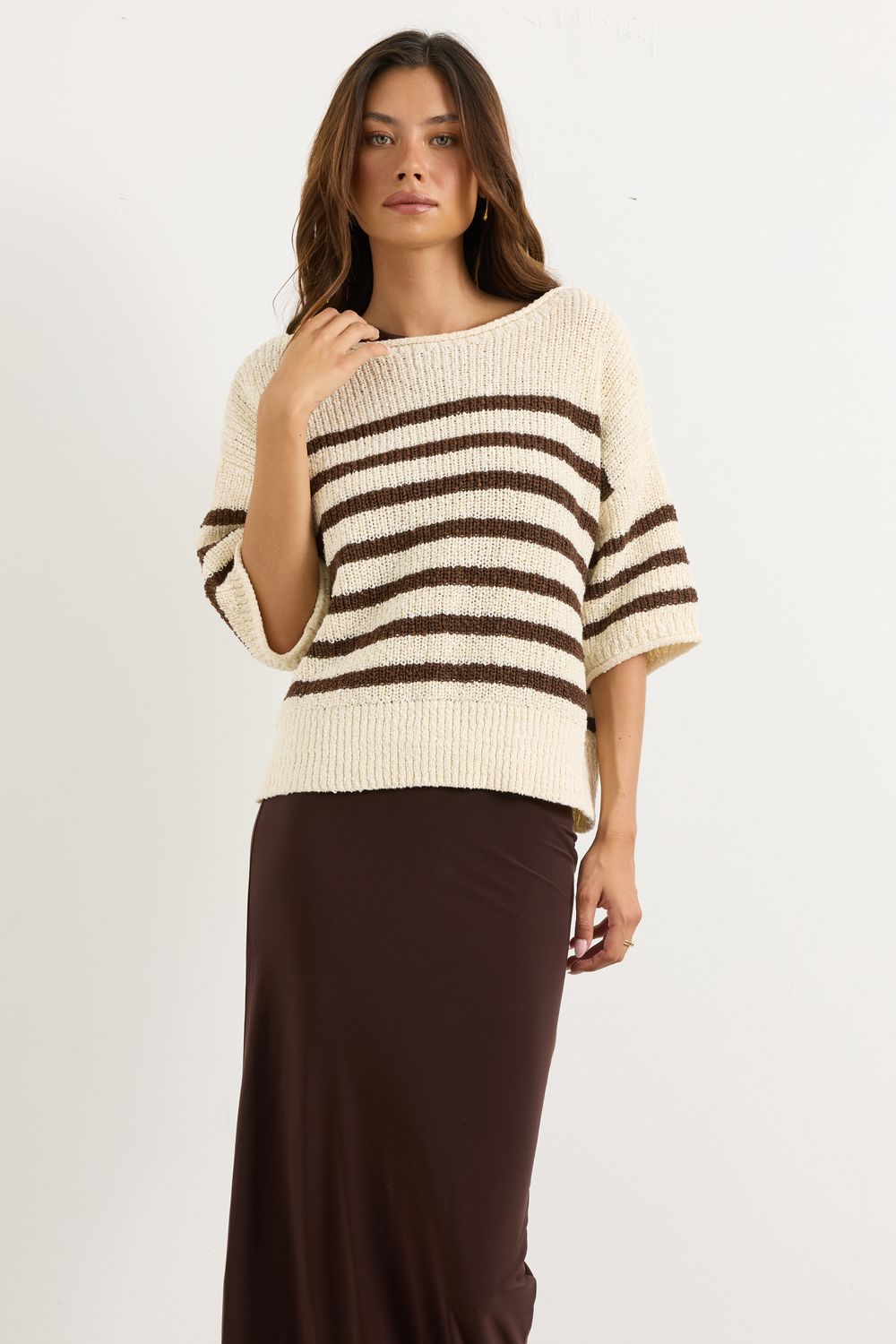 Brinity Chocolate Brown Knit Top