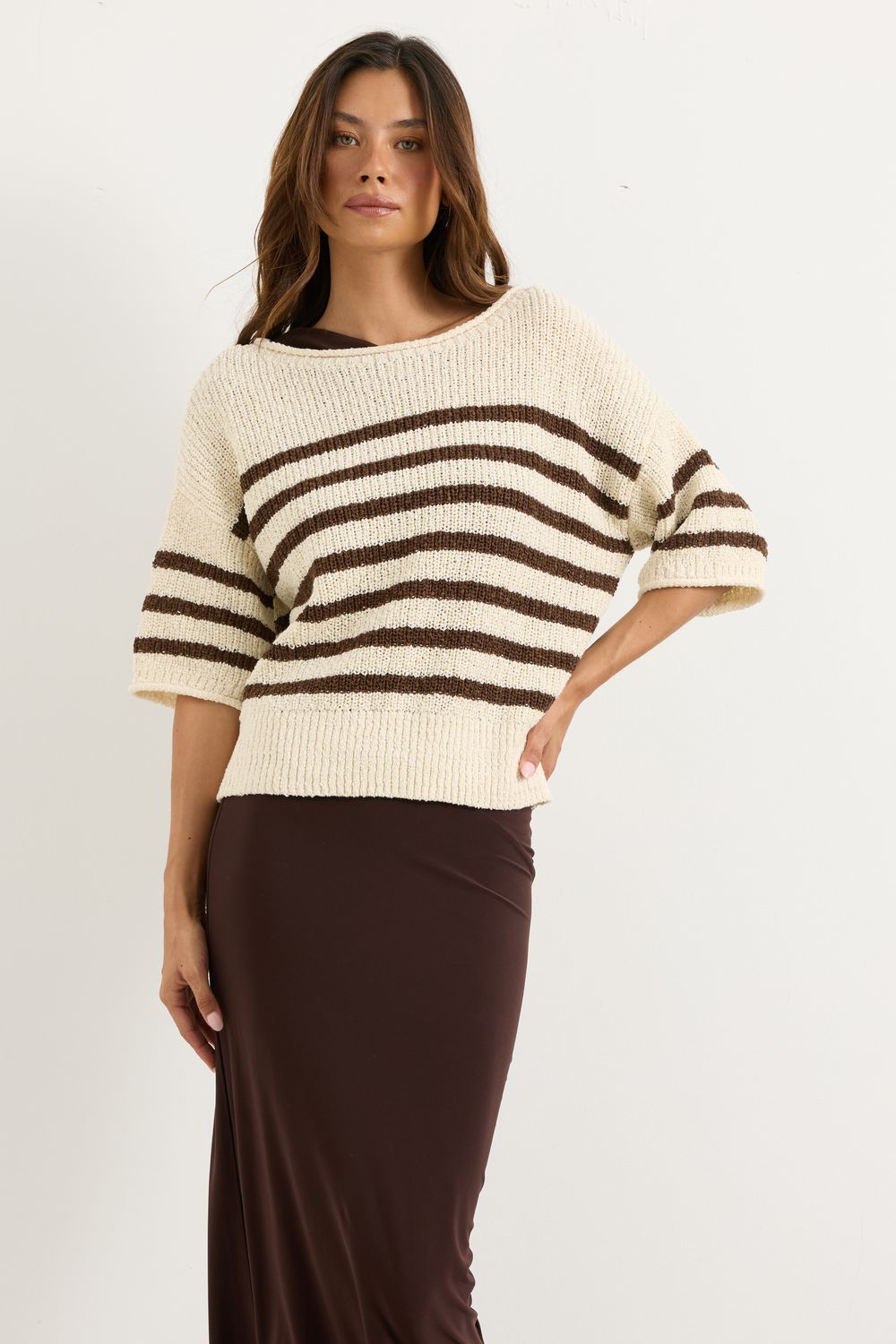 Brinity Chocolate Brown Knit Top