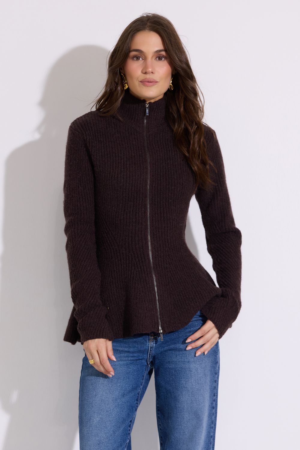 The Light In the Painting Chocolate Brown Knit Top