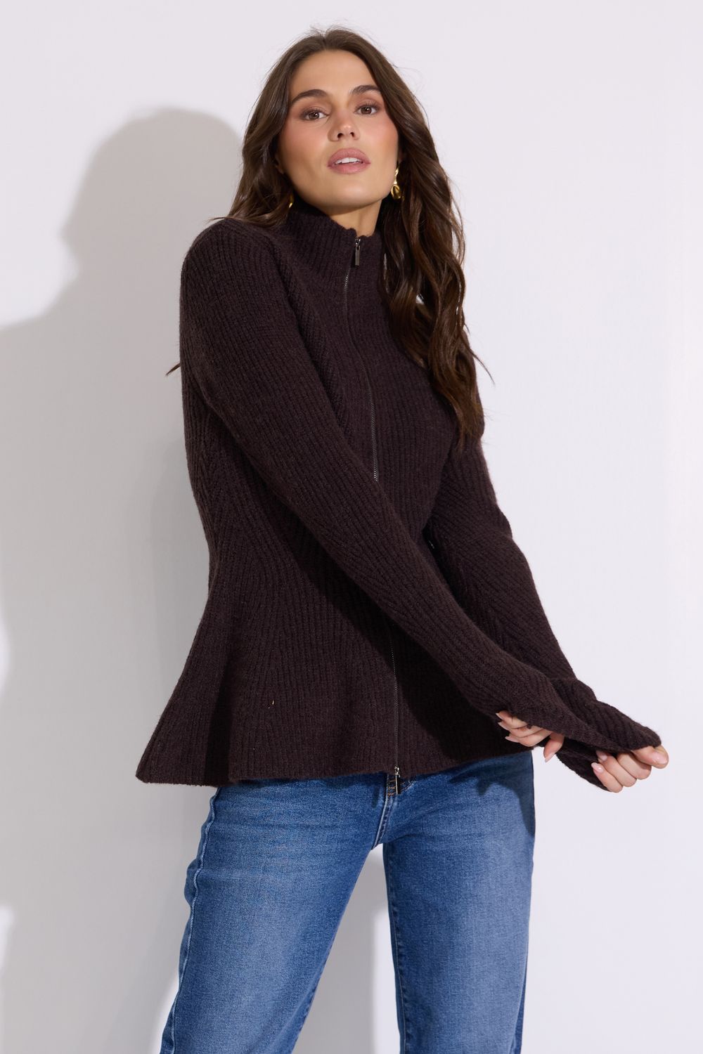 The Light In the Painting Chocolate Brown Knit Top