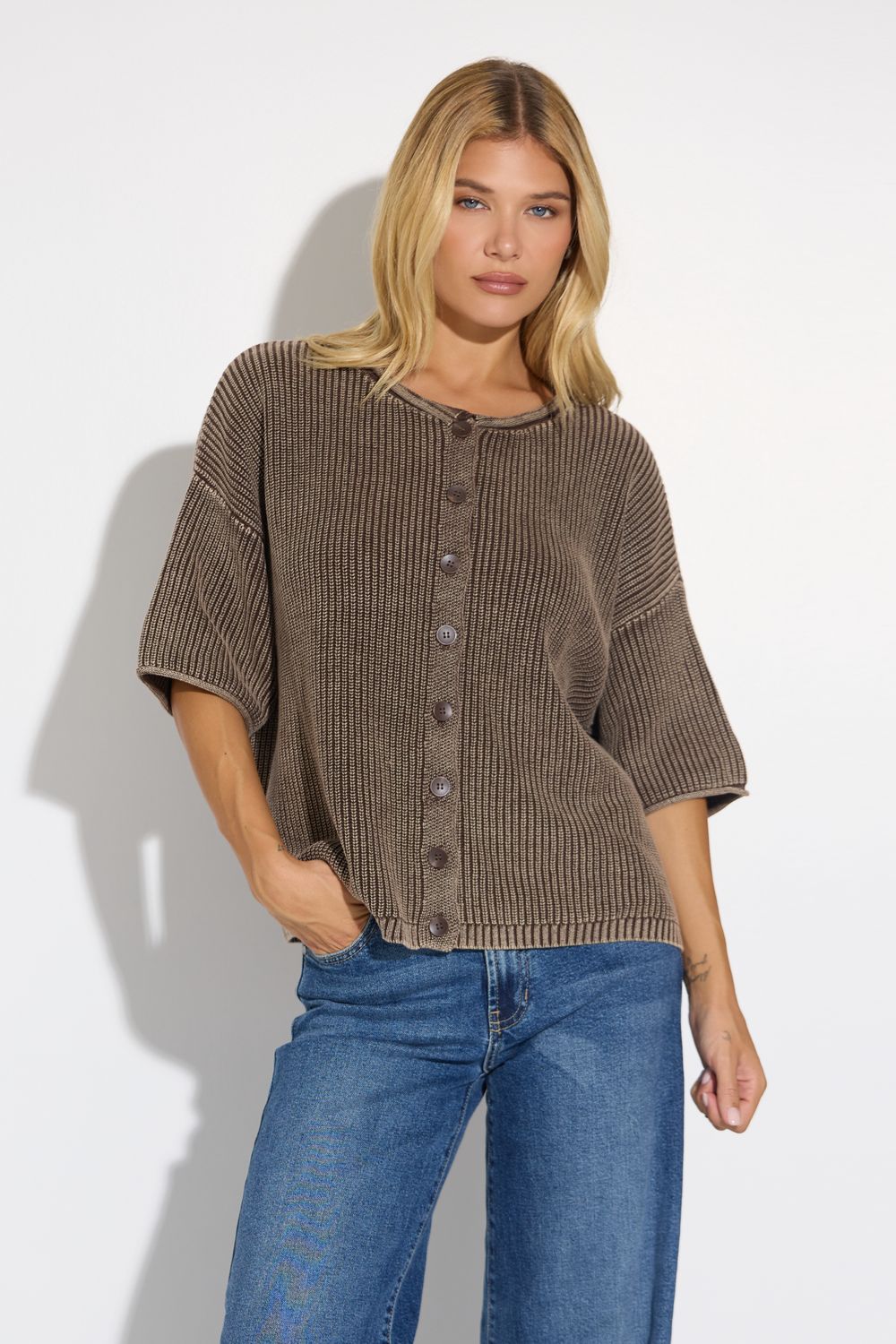 Farm Boy Dark Brown Knit Top