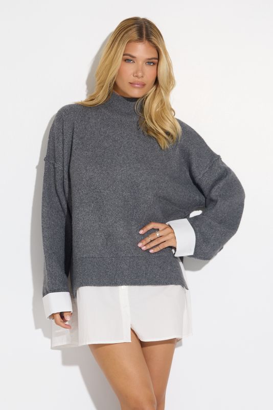 Roxanna Charcoal Knit Top