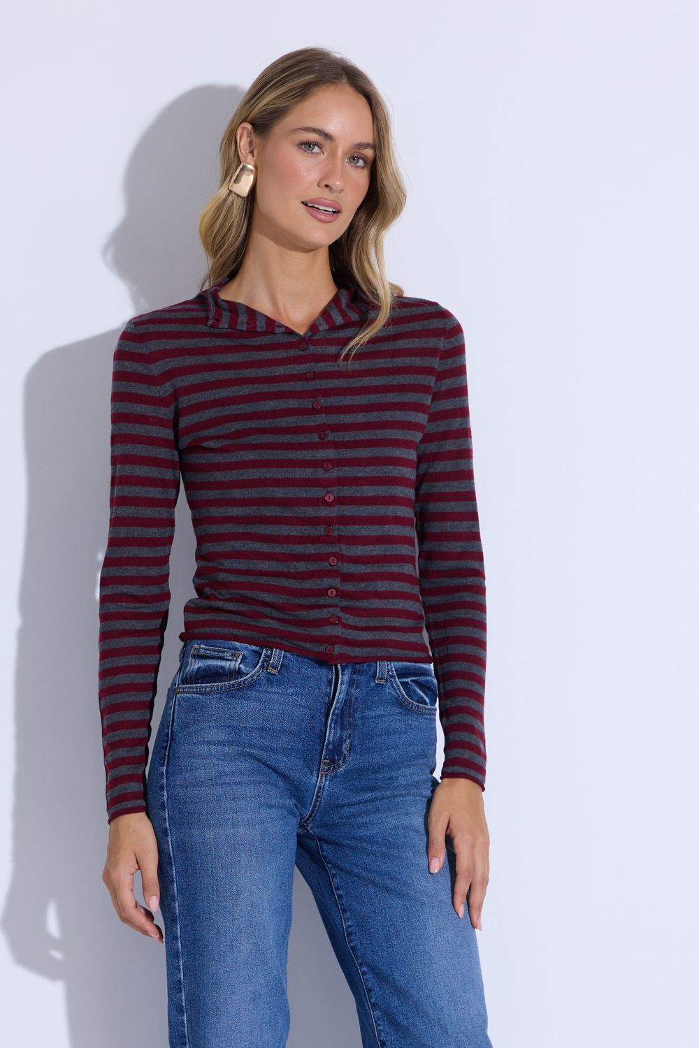 Blueberry Muffin Latte Burgundy Multi Knit Top