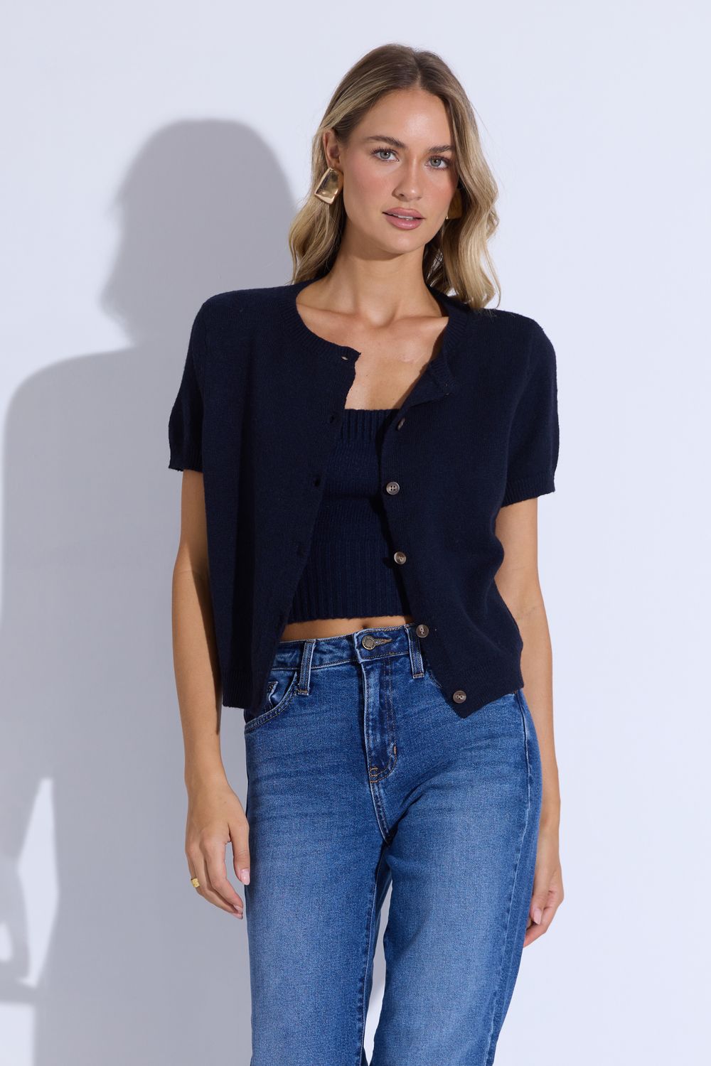 Konner Navy Knit Top