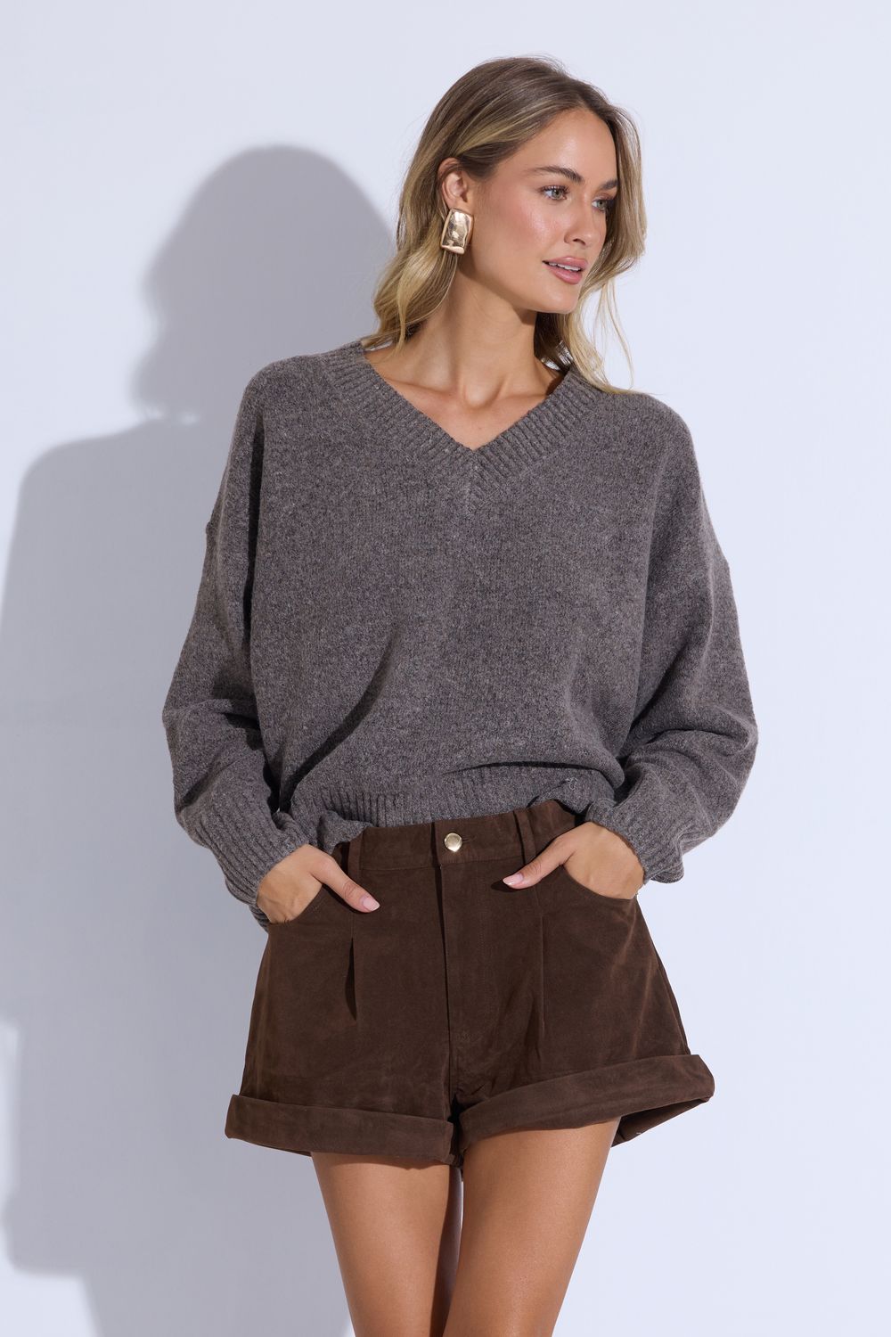 Clover O'Shea Ash Brown Knit Top