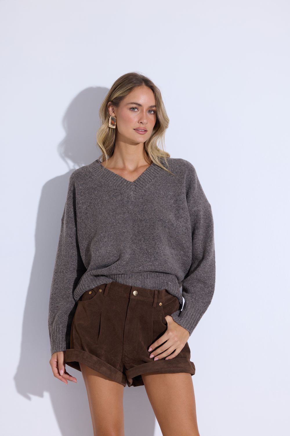 Clover O'Shea Ash Brown Knit Top