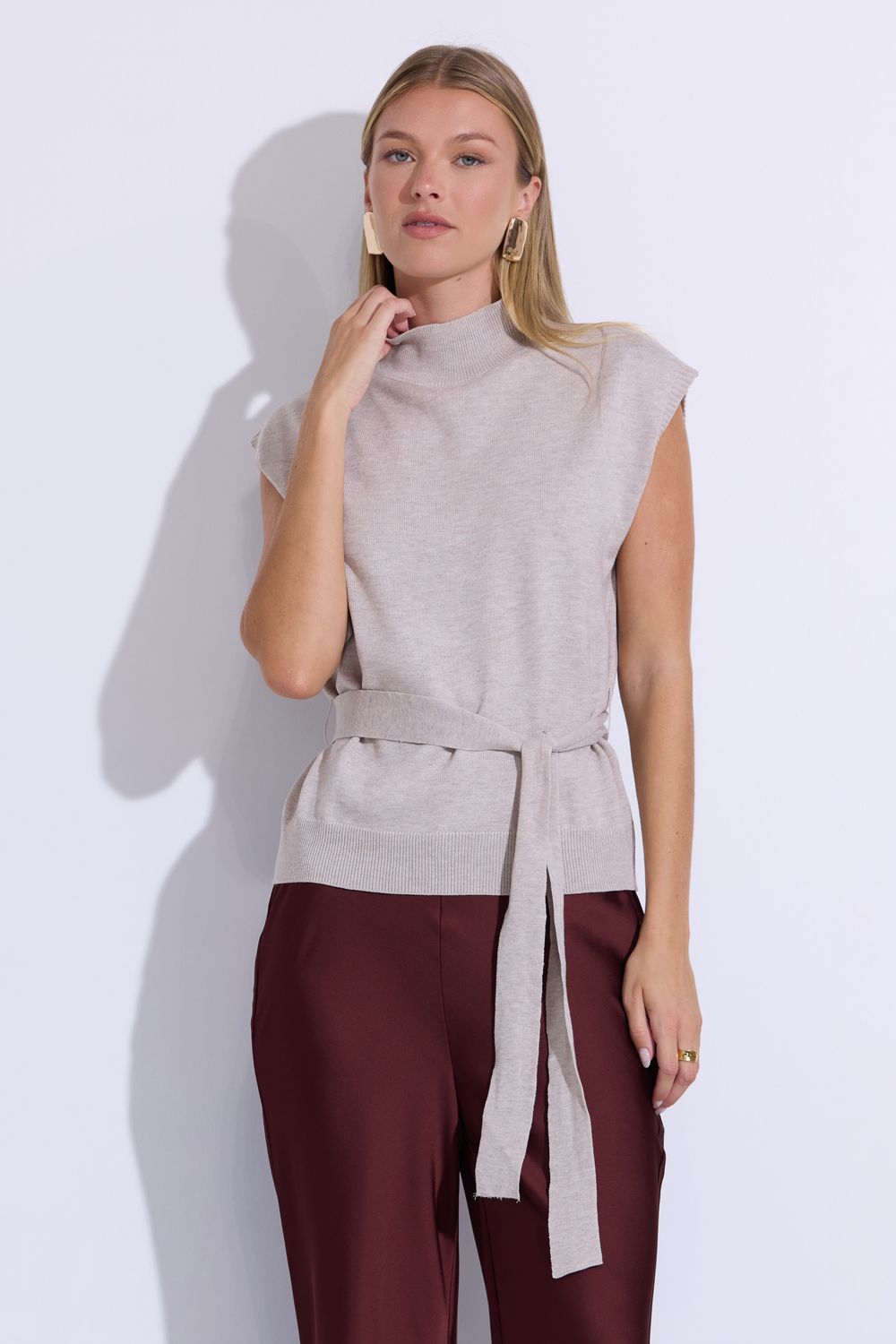 Tied Together Oatmeal Knit Top