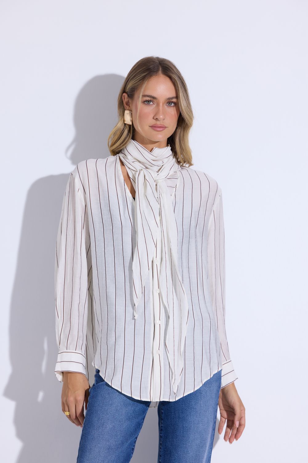 Higgins White/Brown Top