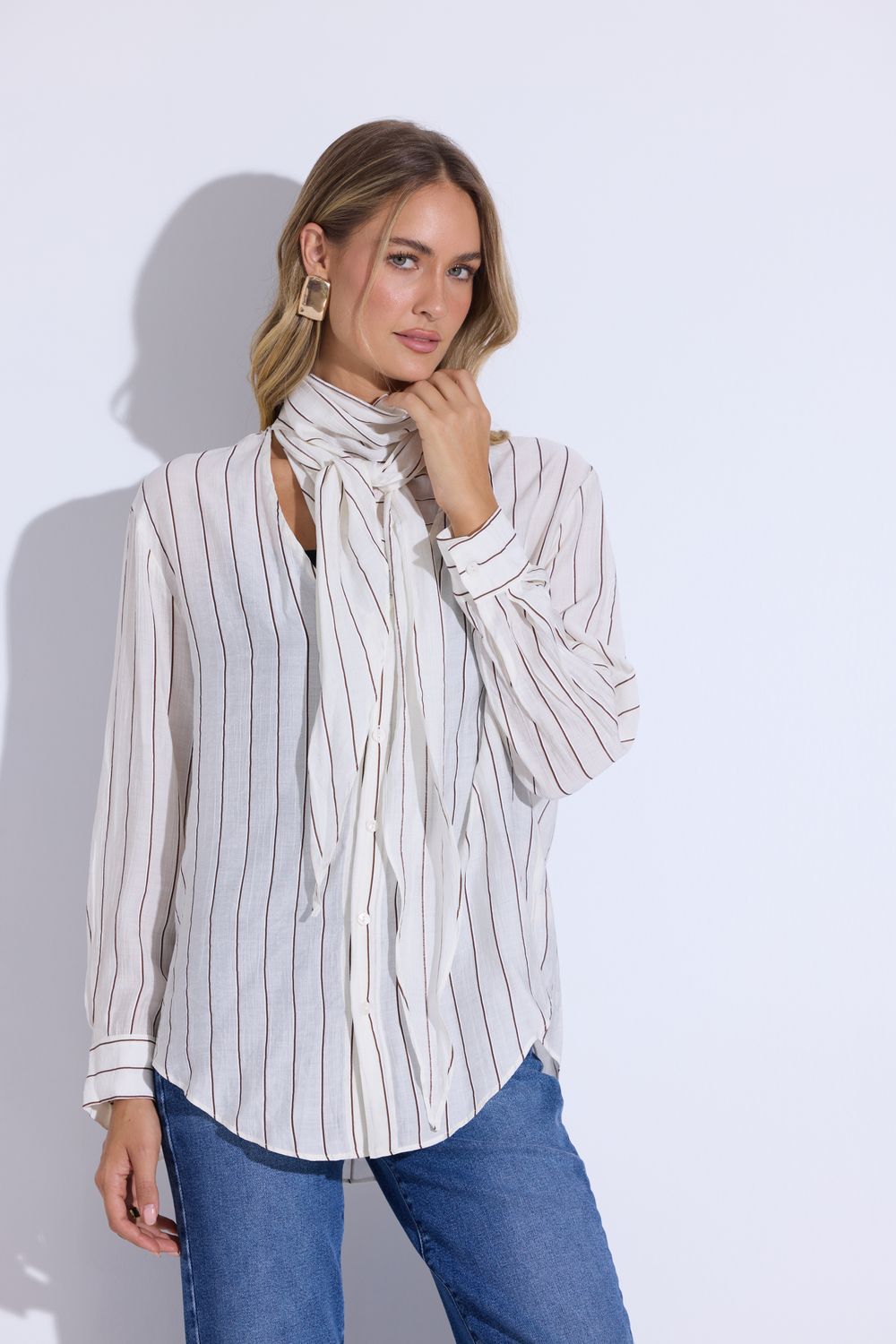 Higgins White/Brown Top