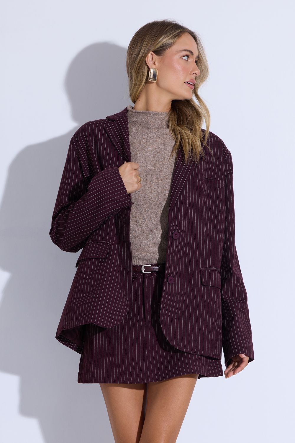 Fable Burgundy Stripe Blazer