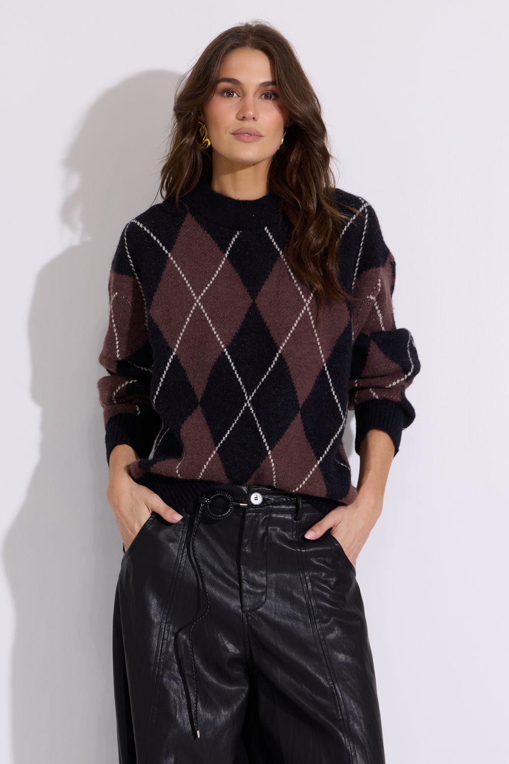 Homecoming Brown Multi Knit Top