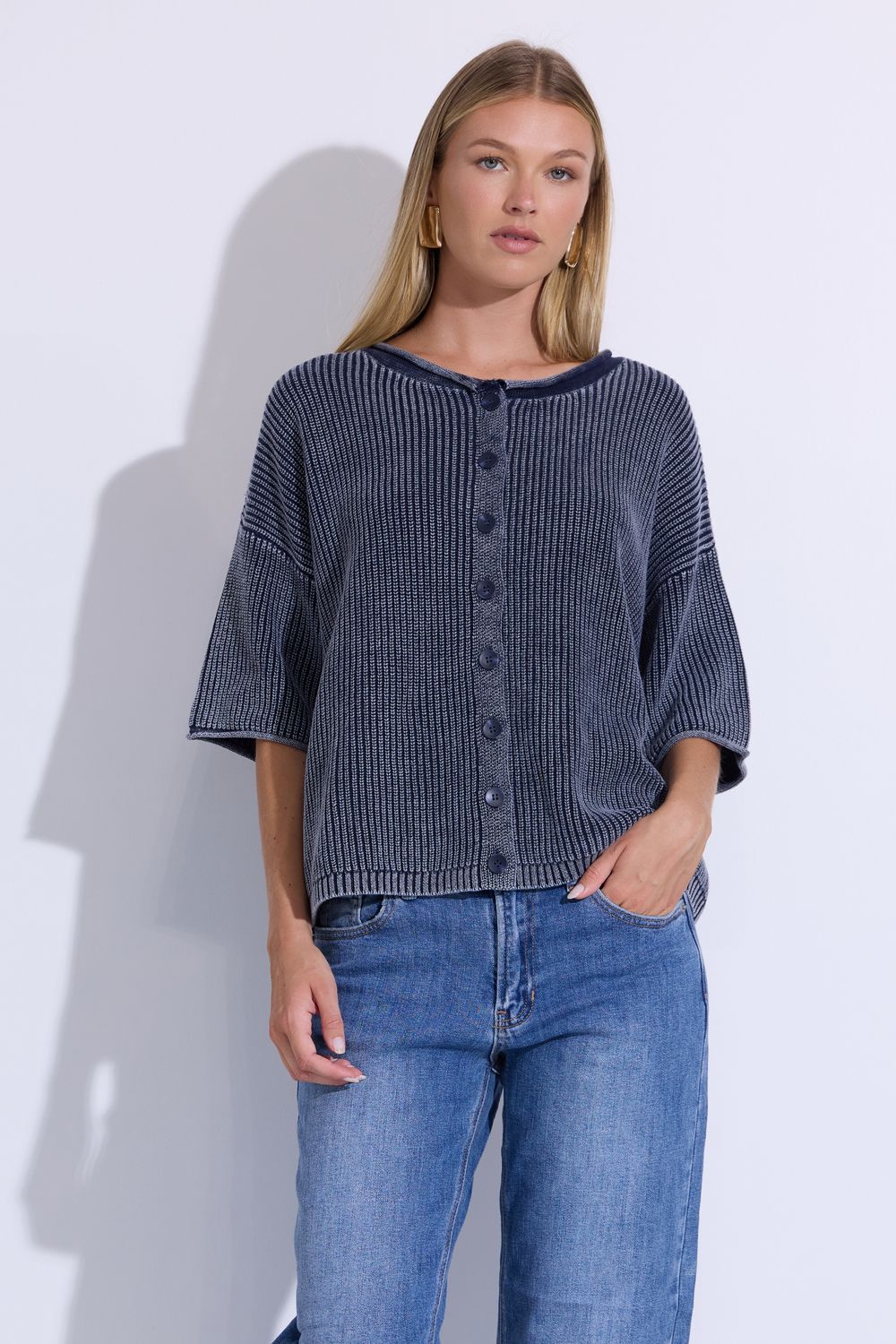 Farm Boy Navy Knit Top