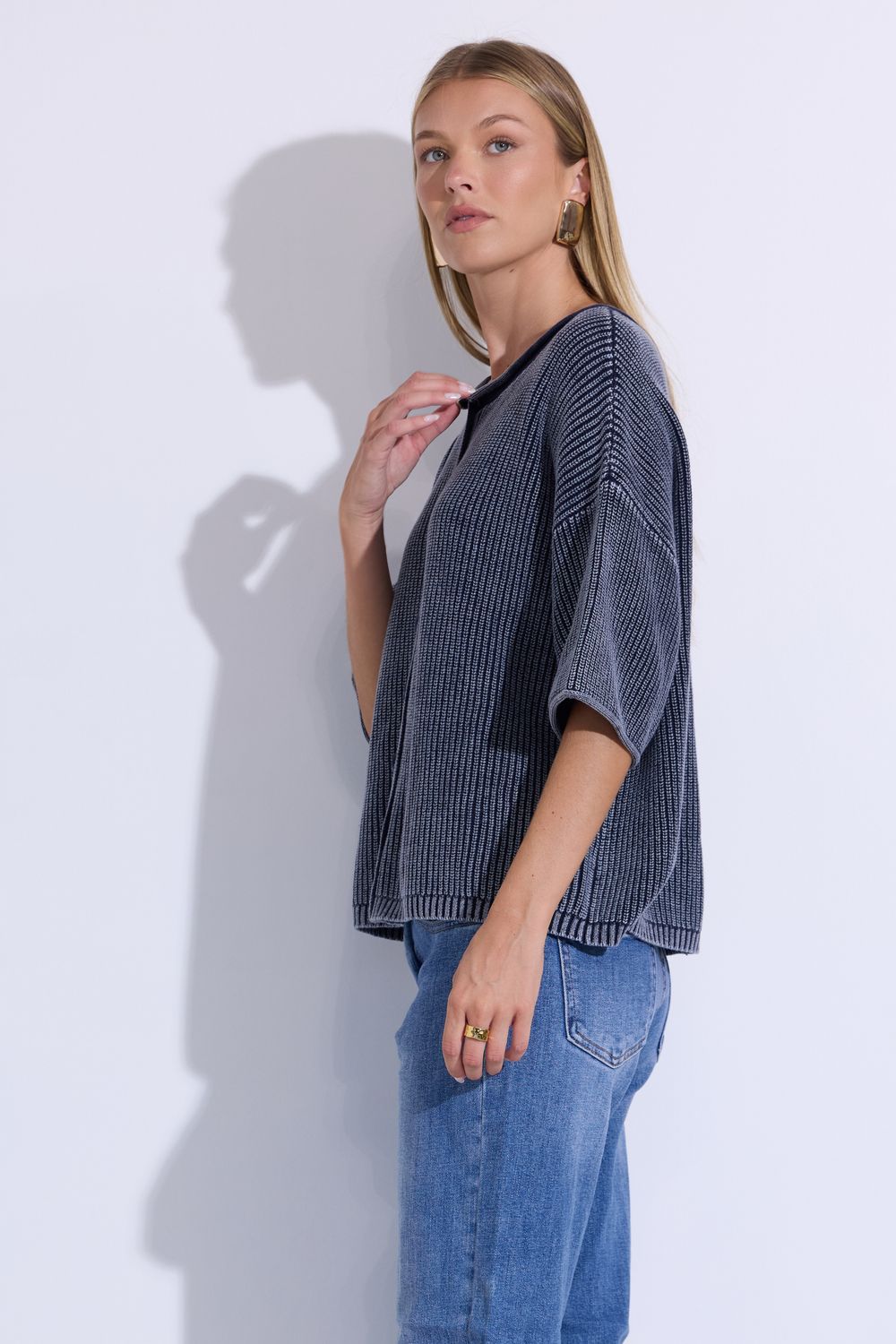 Farm Boy Navy Knit Top
