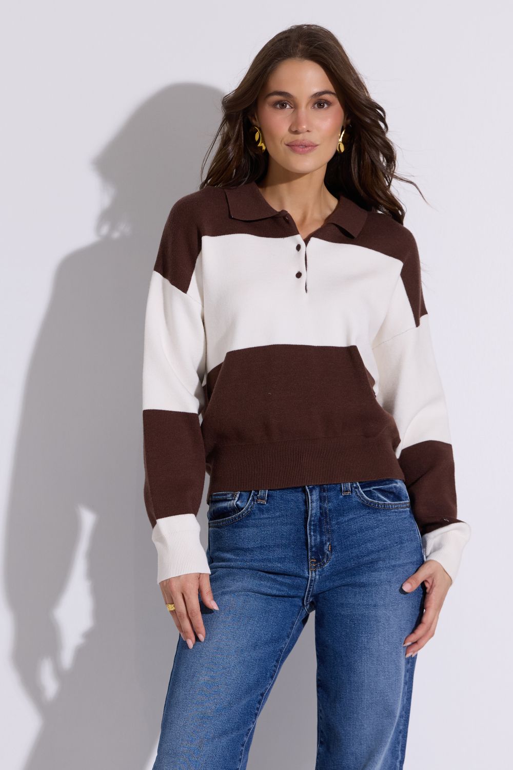 Dez Brown/Ivory Knit Top