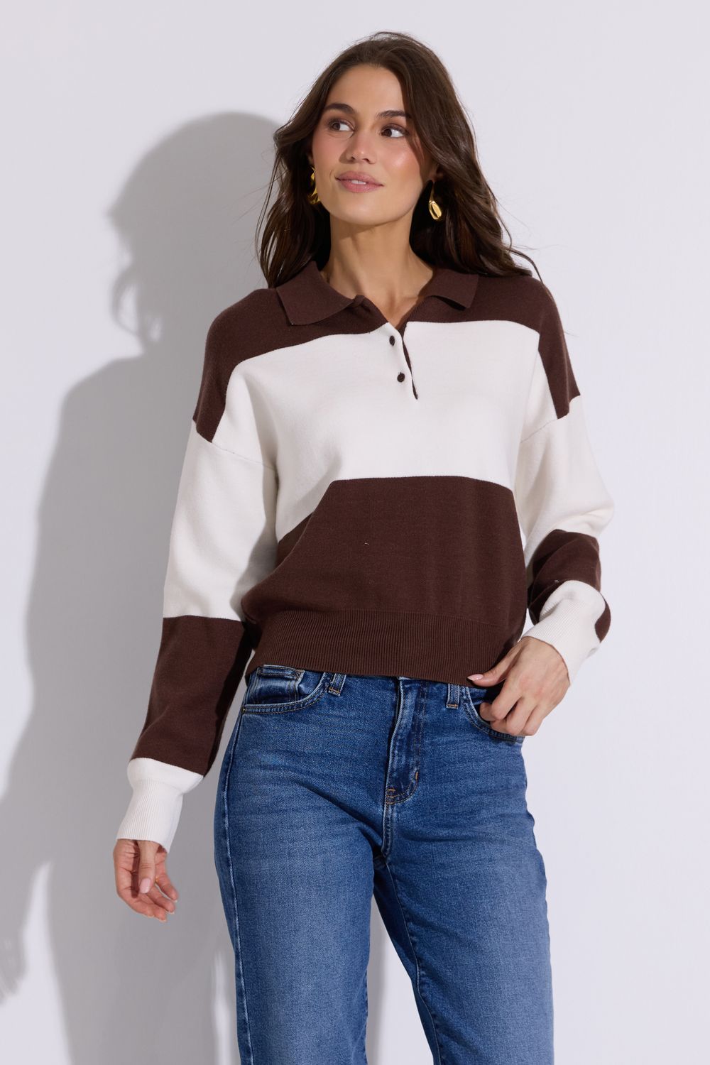 Dez Brown/Ivory Knit Top