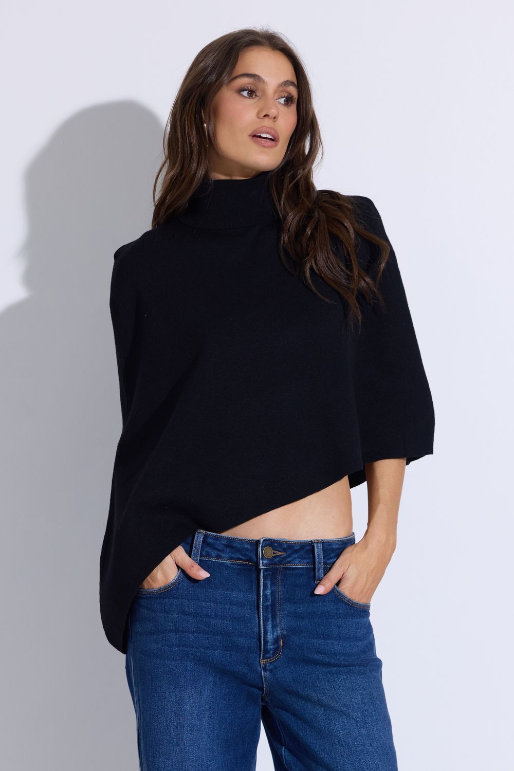 Put Your Records On Black Knit Top