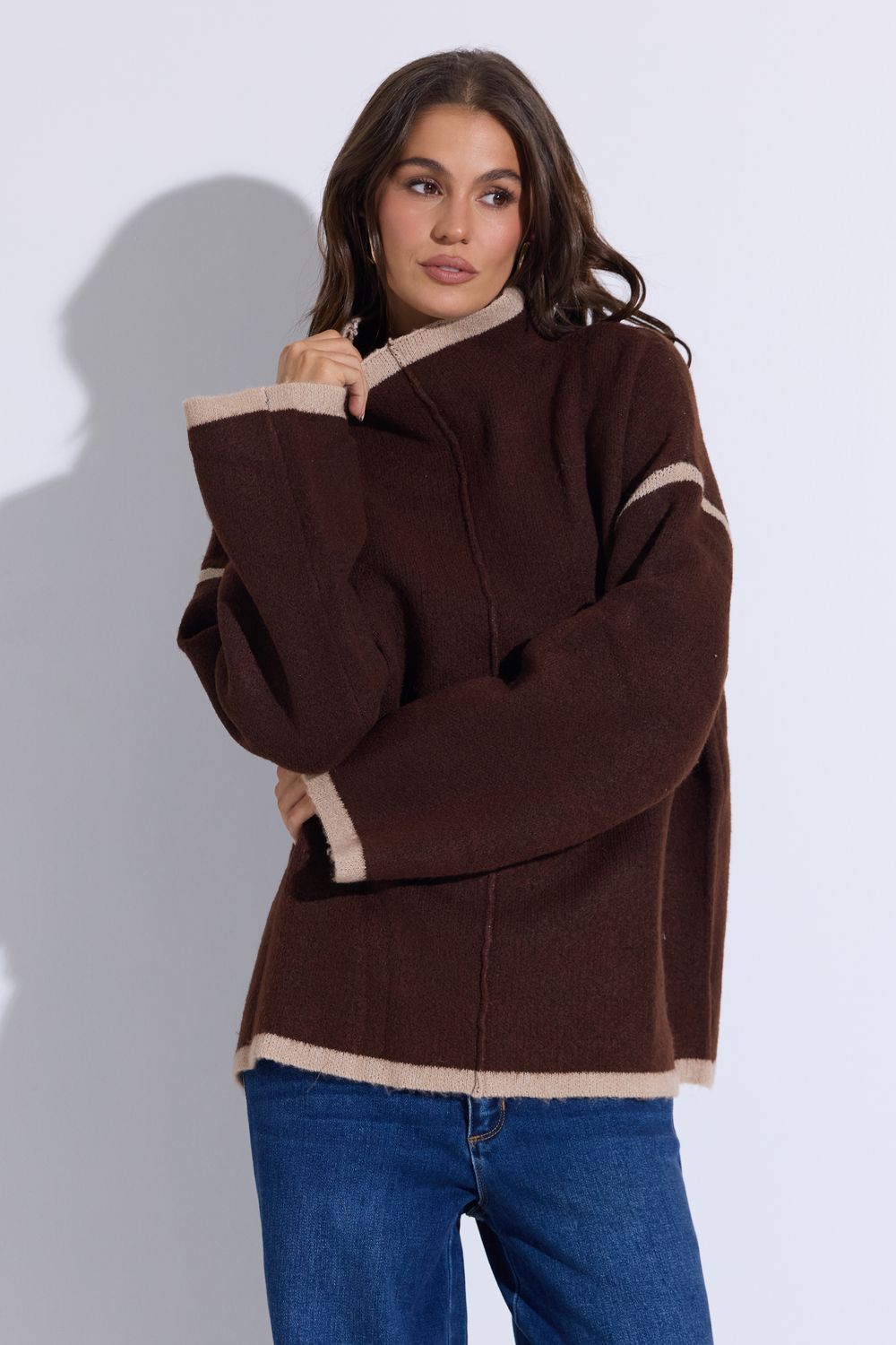 Jesse Chocolate Brown Knit Top