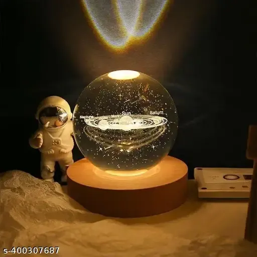 AVVIC MART 3D Moon Crystal Ball LED Night Light Ball Projection Lamp Planet Model Birthday Christmas Gifts For Boyfriends Husband, Night Light Galaxy Planet Art Gifts Lamp (Multi Design)