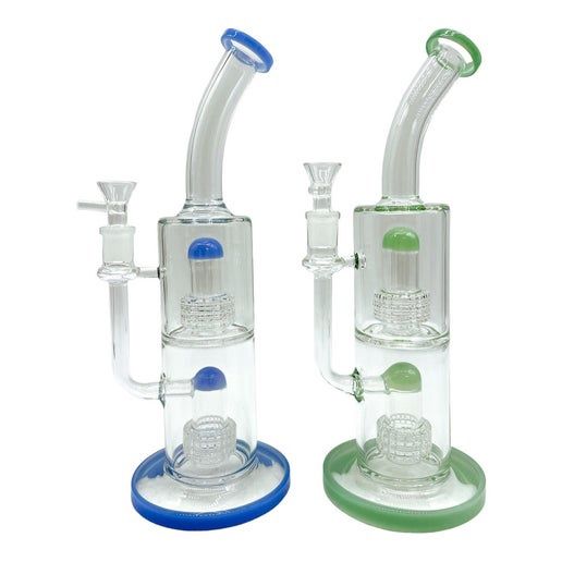 12&quot; Bent Neck Double Perc Water Pipe