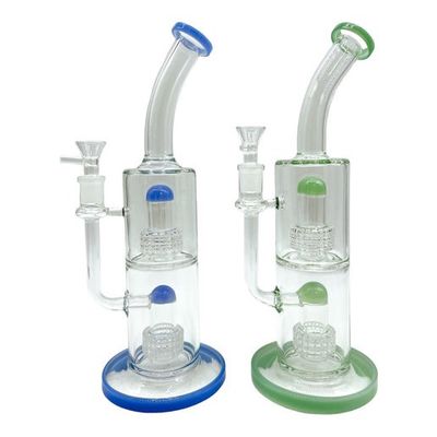 12&quot; Bent Neck Double Perc Water Pipe