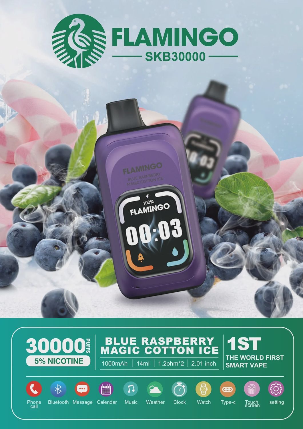Flamingo SKB30000 Blue Raspberry Magic Cotton Ice