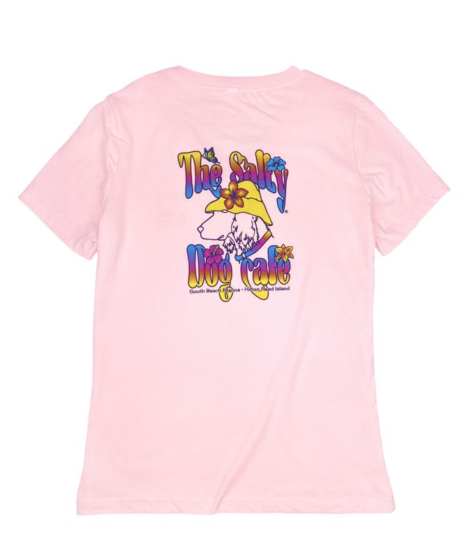 Women&#39;s Island Dog V-Neck S/S Pink