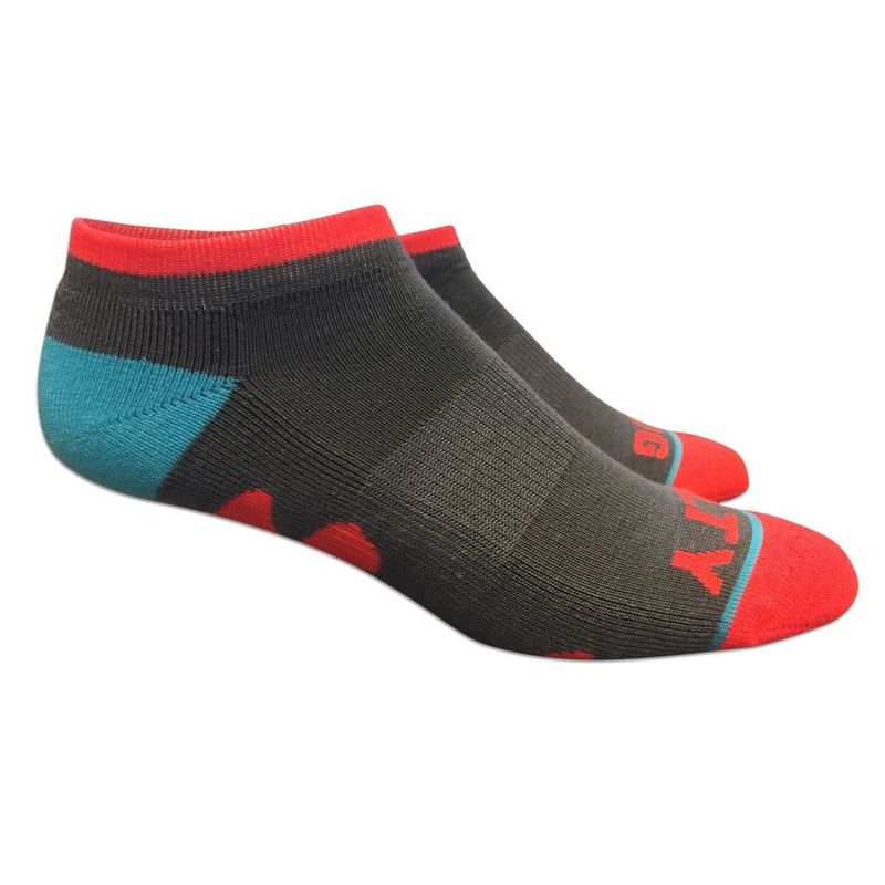 Socks-No Show, Grey/Coral